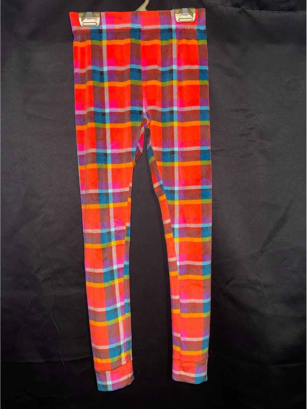 Cat & Jack Pink Orange Blue Plaid Pajama Sleep Pants Bottoms size 10